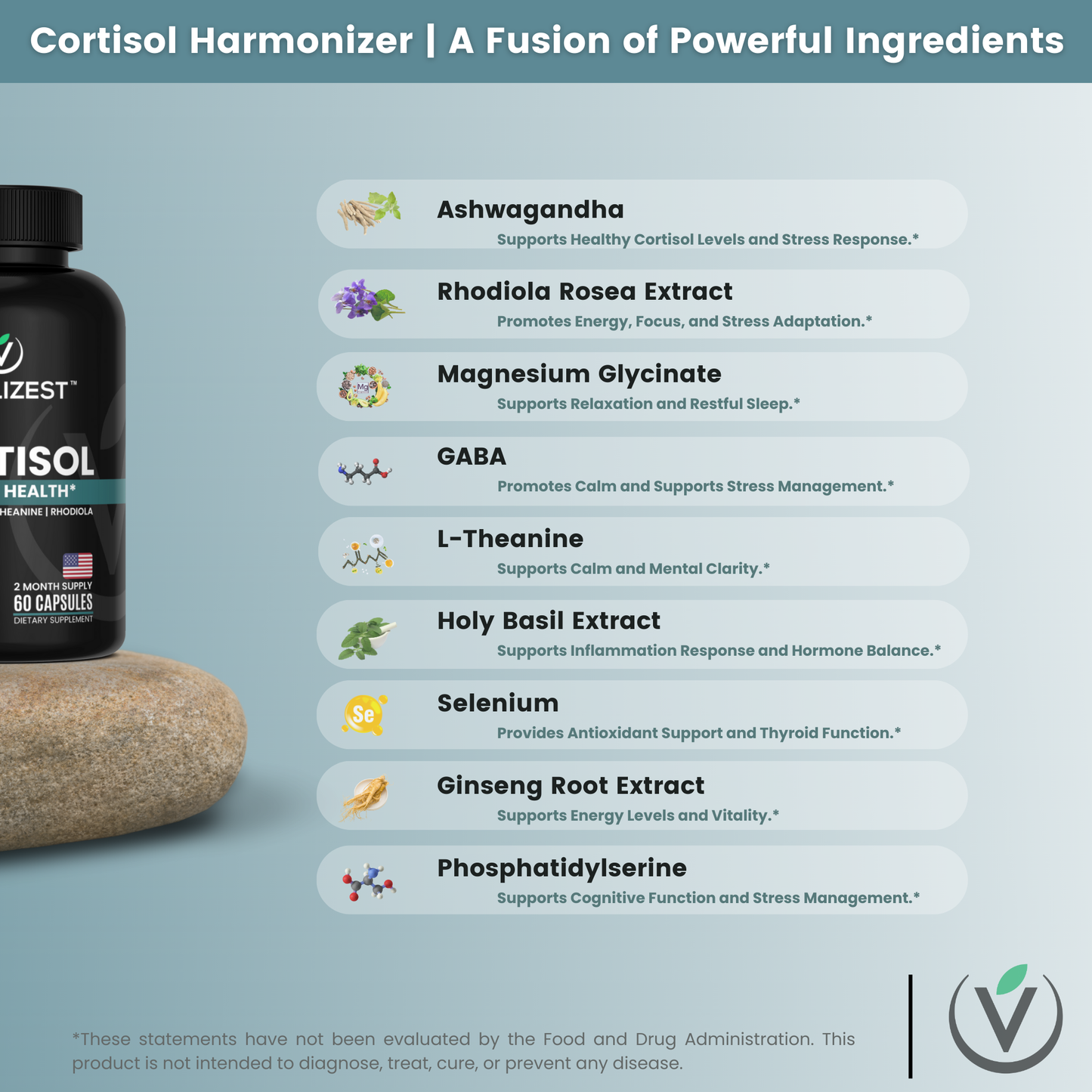 Cortisol Support =  Stress Relief and Focus: 15-in-1 complex